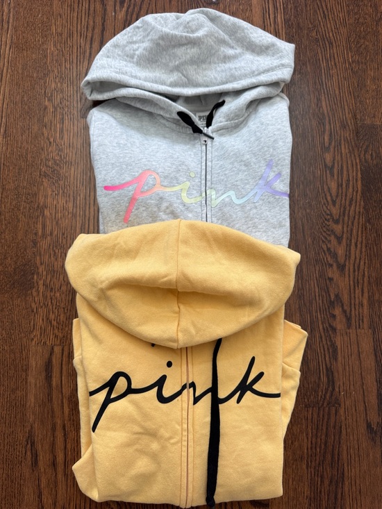 PINK Victoria's Secret Tops - ☮️☮️ PINK Zip-Up Hoodies in Heather Gray & Mustard